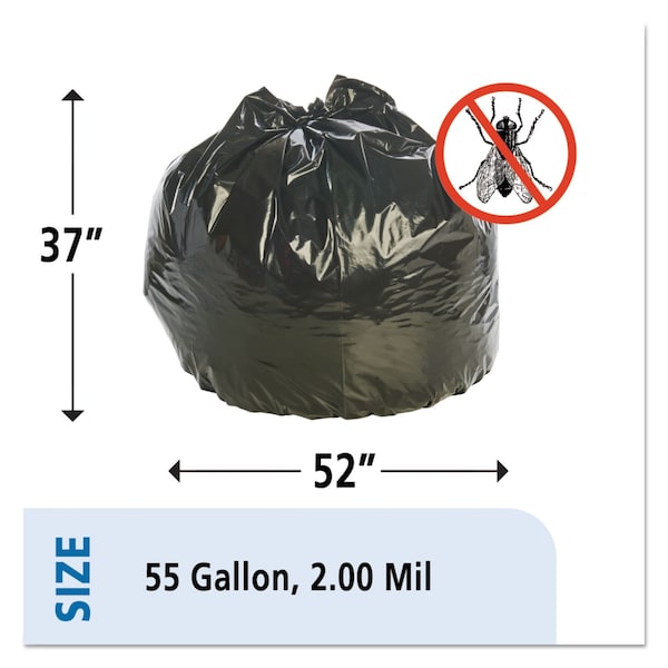 Stout 55 gal Trash Bags, 37 in x 52 in, Super Heavy-Duty, 2 mil, Black, 65 PK - P3752K20