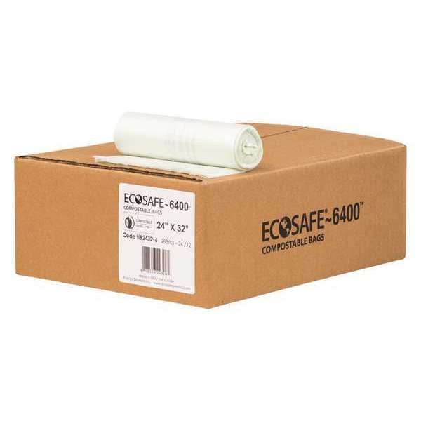 Ecosafe-6400 13 gal Trash Bags, 24 in x 32 in, Heavy-Duty, 0.6 mil, Green - HB2432-6