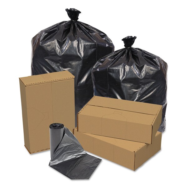 Pitt Plastics 45 gal Trash Bags, 40 in x 46 in, Heavy-Duty, 1.5 mil, Black, 100 PK - EC404615K