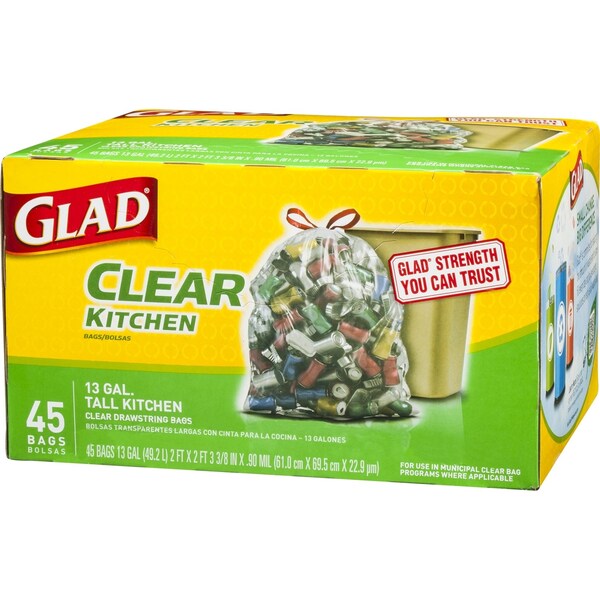 Glad Recycle Waste Bags, 0.9 mm, 45 PK - 78543