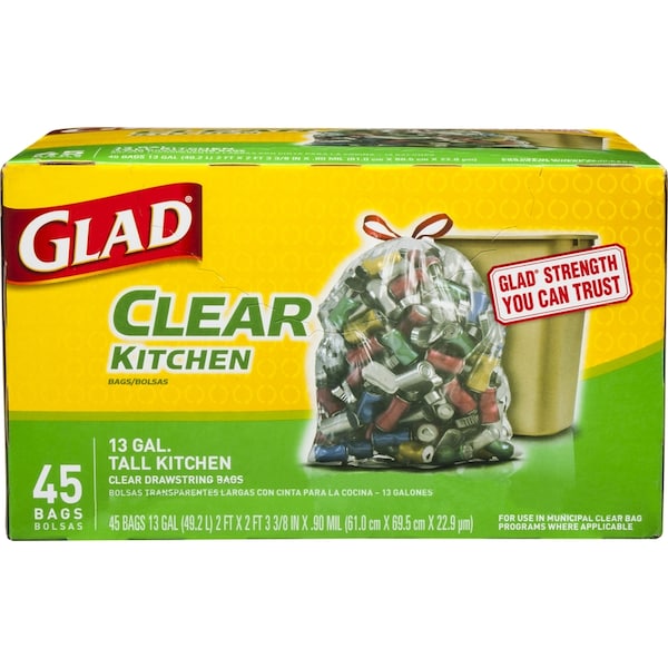 Glad Recycle Waste Bags, 0.9 mm, 45 PK - 78543
