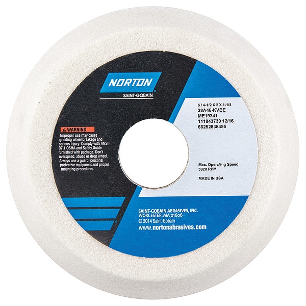 Rueda cónica abrasiva Norton, 6 pulgadas de diámetro x 2 pulgadas de grosor x 1.25 de agujero, paquete de 5 - 66252838495