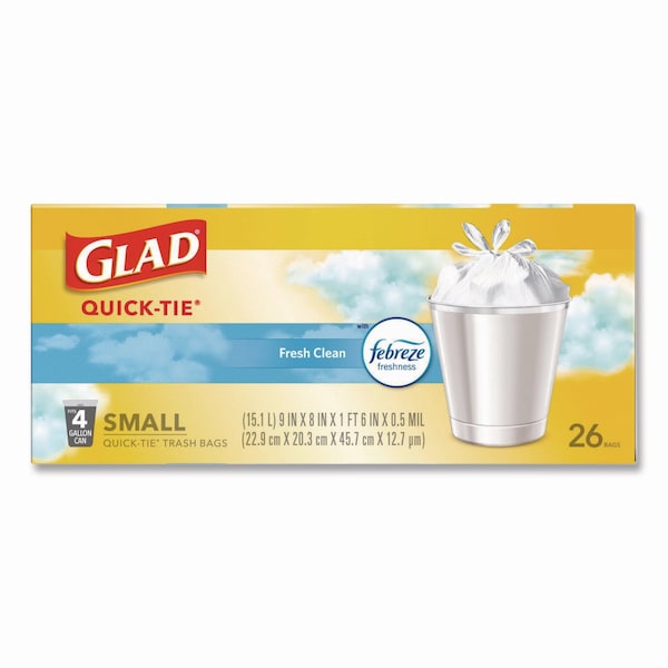Glad 4 gal Trash Bags, 8 in x 18 in, Standard-Duty, .5 Mil, White, 156 PK - 78812