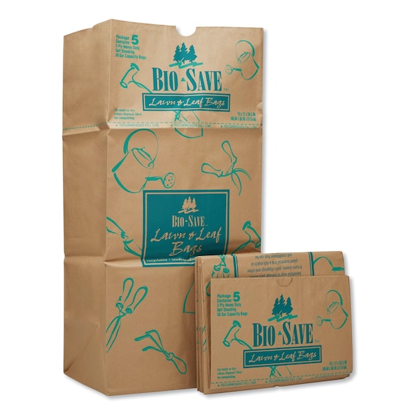 General 30 gal Trash Bags, 16 in x 35 in, Wet-Strength, Kraft - BAG RBR30105BO