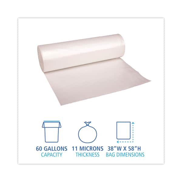 Boardwalk 60 gal Trash Bags, 38 in x 58 in, 11 microns, Natural - BWK 385814