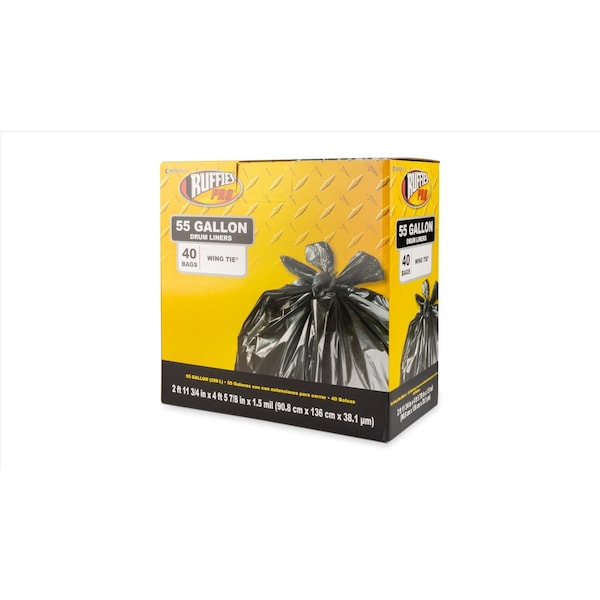 Ruffies Ruffies 55 gal Drum Liners Wing Ties 40 pk 1.5 mil - 1836200