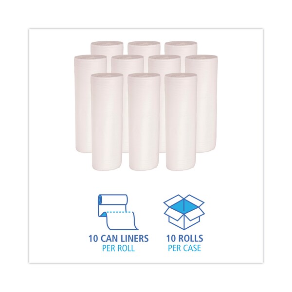 Boardwalk 55 gal Trash Bags, 38 in x 58 in, 0.63 mil, White - BWK515