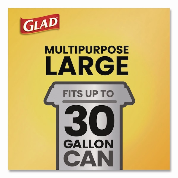 Glad 30 gal Trash Bags, 30 in x 33 in, Super Heavy-Duty, 1.05 mil, Black - 78952
