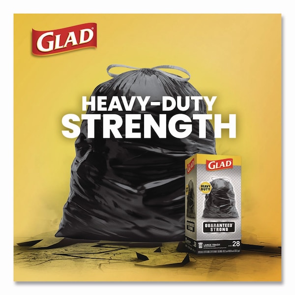 Glad 30 gal Trash Bags, 30 in x 33 in, Super Heavy-Duty, 1.05 mil, Black - 78952