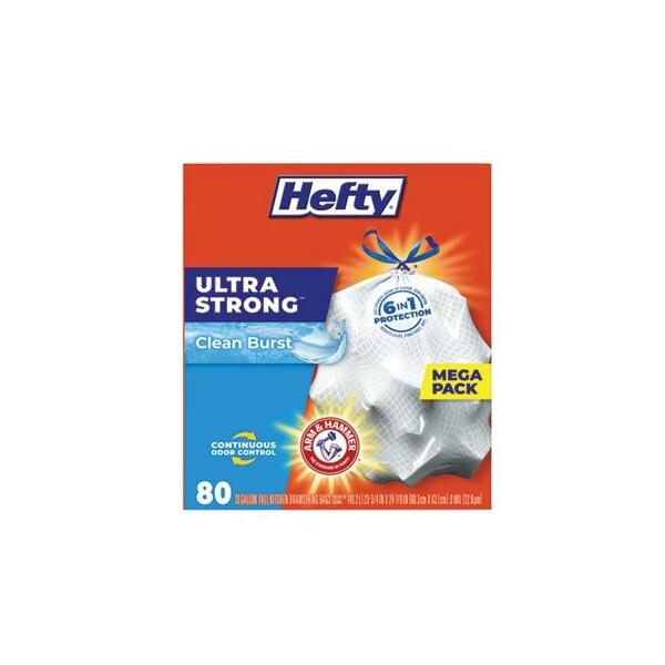 Hefty ULTRA STRONG SCENTED TALL WHITE KITCHEN BAGS, 13 GAL, 0.9 MIL, 24.75in X 24.88in, WHITE, 240PK - E88356CT