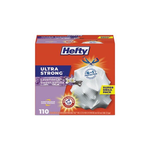 Hefty ULTRA STRONG SCENTED TALL WHITE KITCHEN BAGS, 13 GAL, 0.9 MIL, 23.75in X 24.88in, WHITE, 330PK - E88366CT