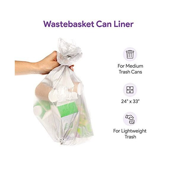 Proheal 12-16 Gal Clear Trash Bags - Medium - Large -  6 Microns 5 Coreless Rolls, 250PK - 016-LN125-250PK