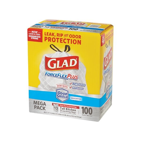 Glad Glad ForceFlex Trash Bags - 13 Gallon, White, 100PK - BUY00029850