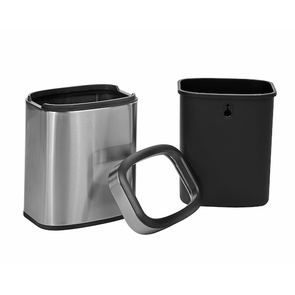 Alpine Industries 2.6 Gal. Stainless Steel Rectangular Liner Open Top Trash Can - 470-10L