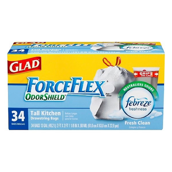 Glad Tall Trash Bags, Febreze Scent, 13 Gal - 70320
