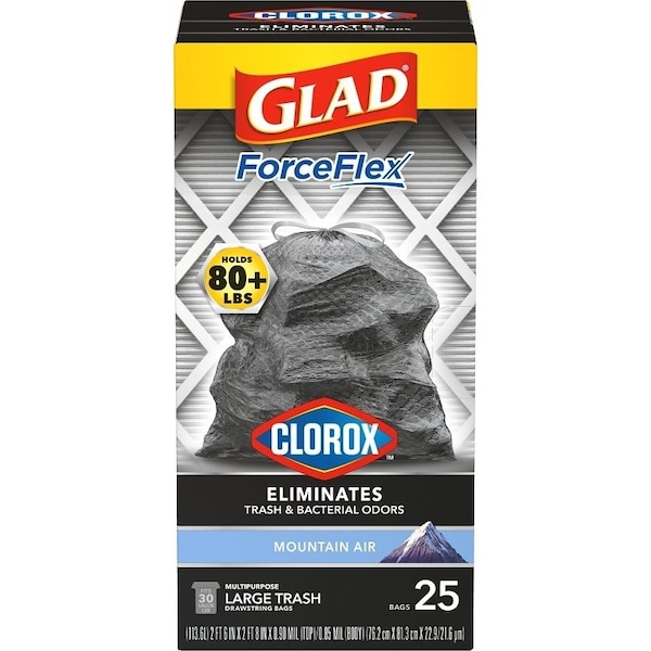 Glad Mountain Air Scented Trash Bag, Tall, 30 gal, 25PK - 79310