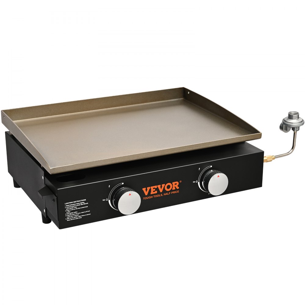VEVOR Commercial Griddle, 22.4" Heavy Duty Manual Flat Top Griddle, Countertop Gas Grill with Non-Stick Cooking Plate, Steel LPG Gas Griddle, H-Shaped Burner Restaurant Portable Grill, 22,000 BTU - ZMXRQBL22YC3LH5NDV0