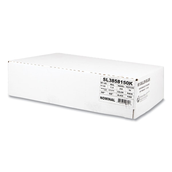 Inteplast Group Low-Density Commercial Can Liners, Coreless Interleaved Roll, 60gal, 1.5 mil, 38inx58in, 100PK - SL3858150K