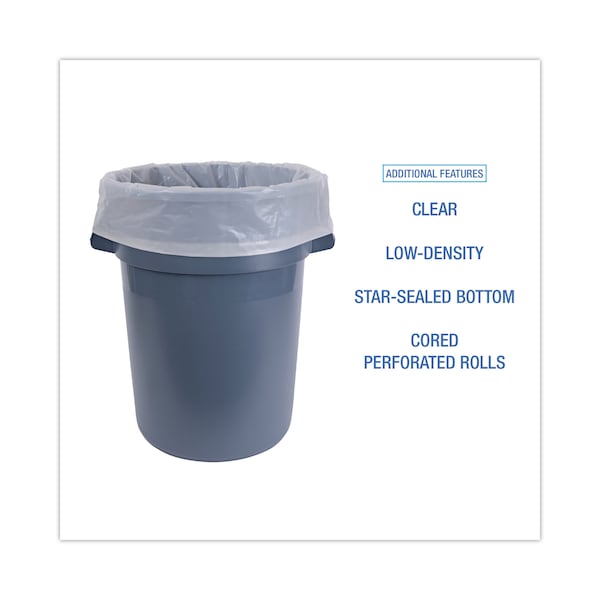 Boardwalk 60 gal Trash Bags, 38 in x 63 in, 2.7 mil, Clear - BWKD38634CL