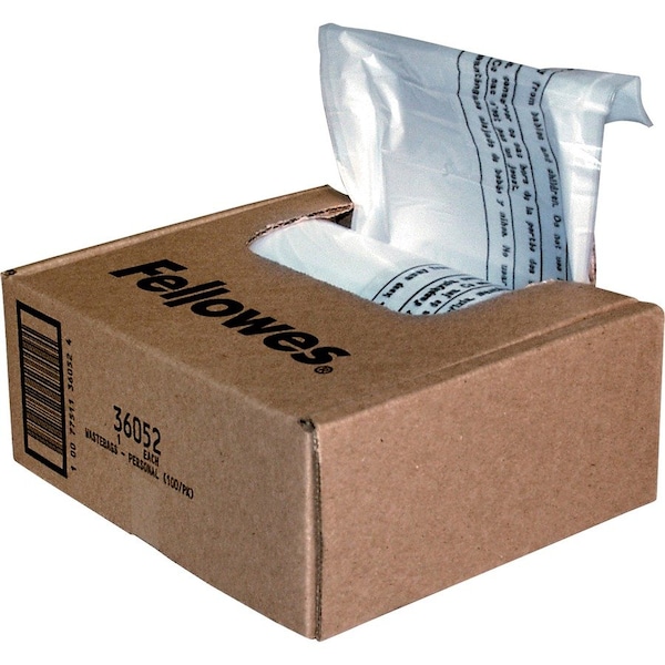 Fellowes 7 gal Shredder Bags, Clear, 100 PK - FEL36052