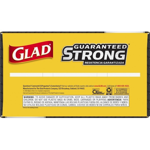 Glad 30 gal Trash Bags, L, 1.05 mil (27 Micron), Black, 90 PK - CLO78952