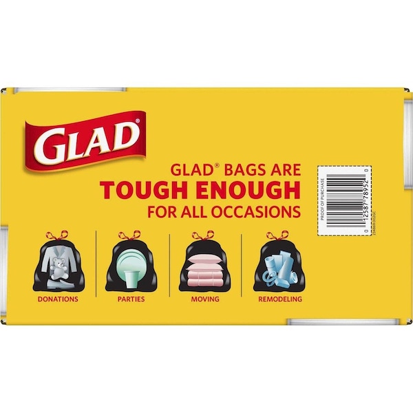 Glad 30 gal Trash Bags, L, 1.05 mil (27 Micron), Black, 90 PK - CLO78952