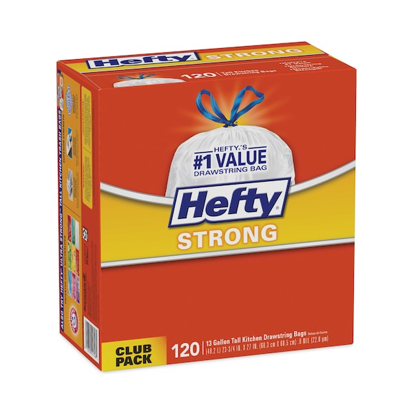 Hefty 13 gal Trash Bags, 23.75 in x 27 in, Standard-Duty, .90 Mil, White, 360 PK - E8-4562