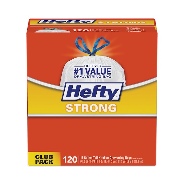 Hefty 13 gal Trash Bags, 23.75 in x 27 in, Standard-Duty, .90 Mil, White, 360 PK - E8-4562