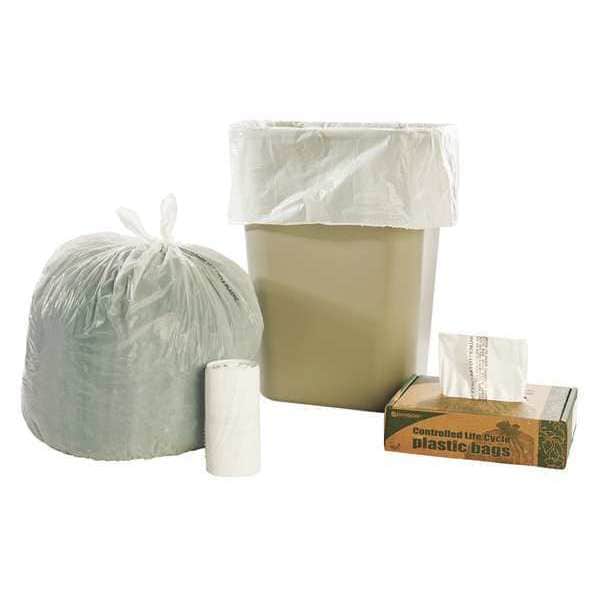 Stout 13 gal Biodegradable Trash Bags, 24 in x 30 in, Medium-Duty, 0.7 mil, White - G2430W70