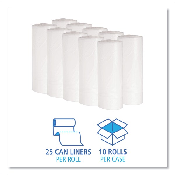 Boardwalk 10 gal Trash Bags, 39 in x 23 in, 0.4 mil, White, 500 PK - H4823LWKR01
