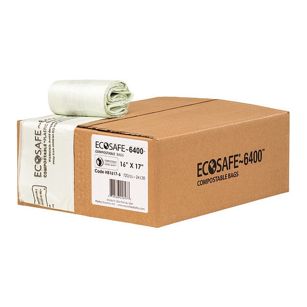 Ecosafe-6400 2.5 gal Trash Bags, 17 in x 16 in, 720 PK - HB1617-6
