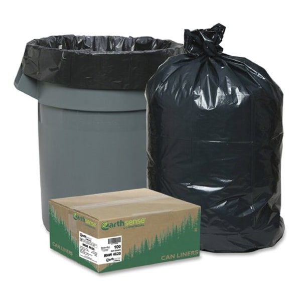 Webster 45 gal Trash Bags, L, 2 mil (51 Micron), Black, 100 PK - WBIRNW4620