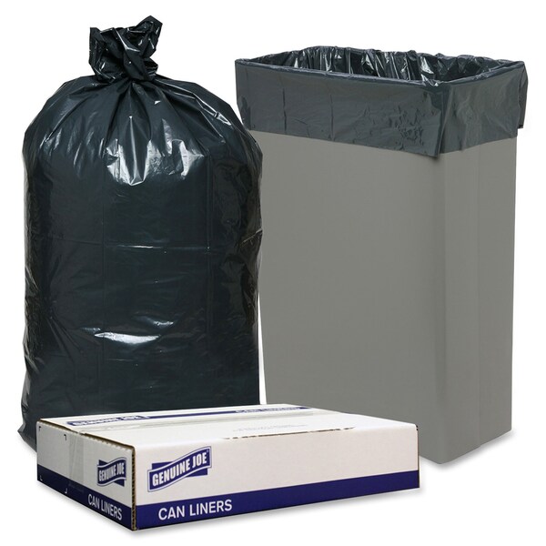 Genuine Joe 23 gal Slim Jim Can Liners, M, 1 mm, Black, 150 PK - GJO70057