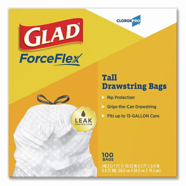 Glad 13 gal Trash Bags, 24 in x 27.38 in, .95 Mil, Gray - CLO 78526