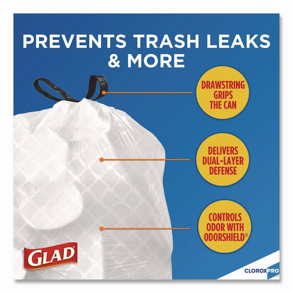 Glad 13 gal Trash Bags, 24 in x 27.38 in, .95 Mil, Gray - CLO 78526