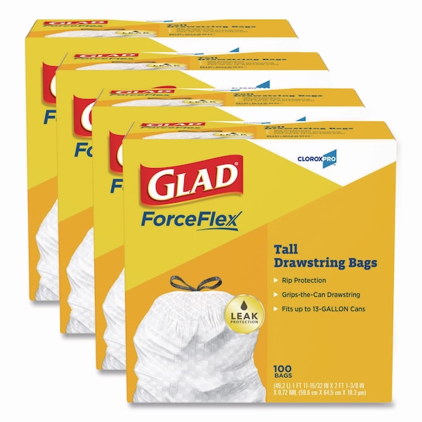 Glad 13 gal Trash Bags, 24 in x 27.38 in, .95 Mil, Gray - CLO 78526