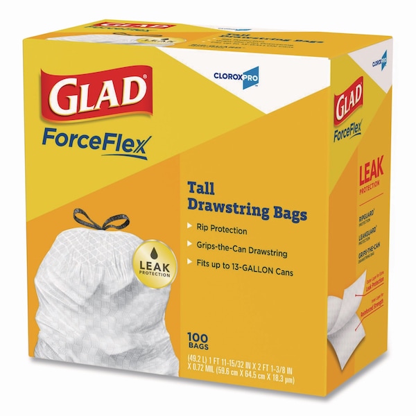 Glad 13 gal Trash Bags, 24 in x 27.38 in, .95 Mil, Gray - CLO 78526