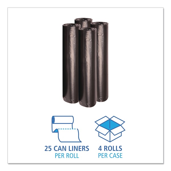 Boardwalk 45 gal Trash Bags, 40 in x 48 in, Extra Heavy-Duty, 1 mil, Black - BWK527