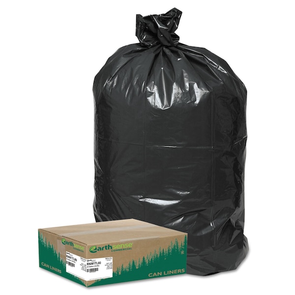 Earthsense Commercial 33 gal Trash Bags, 32.5 in x 40 in, Heavy-Duty, 0.9 mil, Black, 80 PK - RNW1TL80V