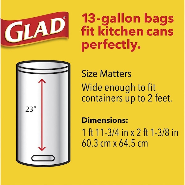 Glad 13 gal Trash Bags, 0.72 mil (18 Micron), White - CLO79157