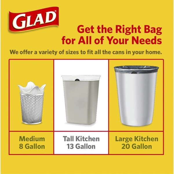 Glad 13 gal Trash Bags, 0.72 mil (18 Micron), White - CLO79157