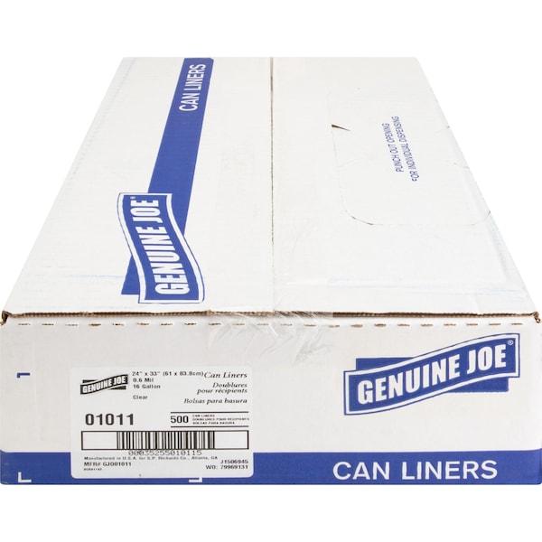 Genuine Joe 16 gal Trash Bags, 0.6 mm, 500 PK - GJO01011