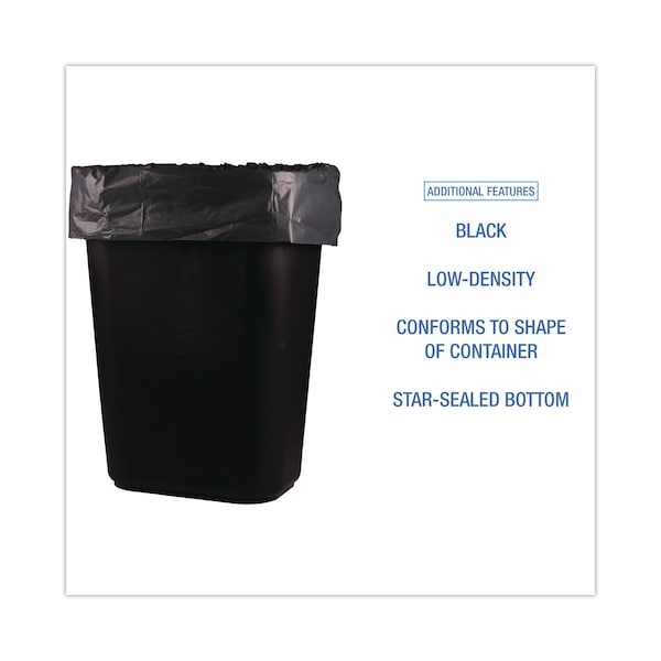 Boardwalk 12 gal - 16 gal Trash Bags, 24 in x 32 in, 1 mil, Black - PNL510