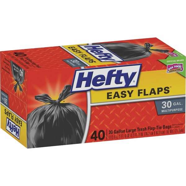 Hefty 30 gal Trash Bags, 30 in x 33 in, 1.05 mil, Black, 40 PK - PAC E27744