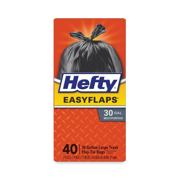 Hefty 30 gal Trash Bags, 30 in x 33 in, 1.05 mil, Black, 40 PK - PAC E27744