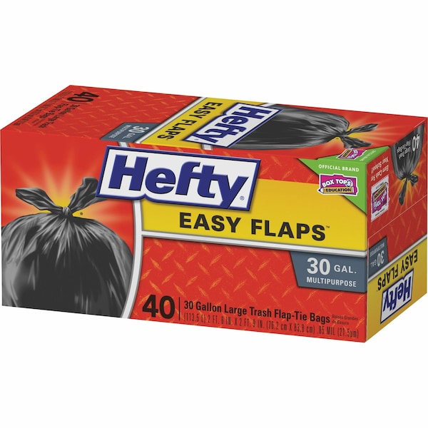 Hefty 30 gal Trash Bags, 30 in x 33 in, 1.05 mil, Black, 40 PK - PAC E27744