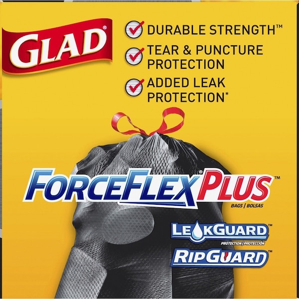 Glad 30 gal Trash Bags, L, 0.90 mil (23 Micron), Black, 6 PK - CLO70359CT