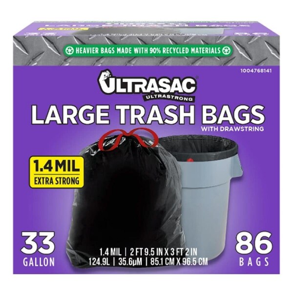 Aluf Plastics 33 gal Heavy Duty Drawstring Trash Bag - UL 33 GAL.-DS
