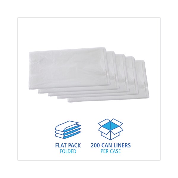 Boardwalk 60 gal Trash Bags, 38 in x 60 in, 13 microns, Natural, 200 PK - Z7660HNKX02