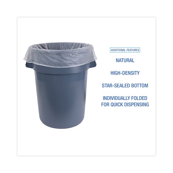 Boardwalk 60 gal Trash Bags, 38 in x 60 in, 13 microns, Natural, 200 PK - Z7660HNKX02